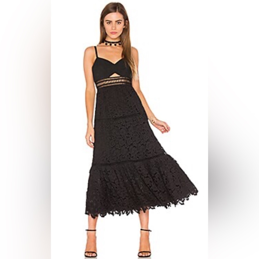 Rebecca Taylor Black Lace Cut Out Dress